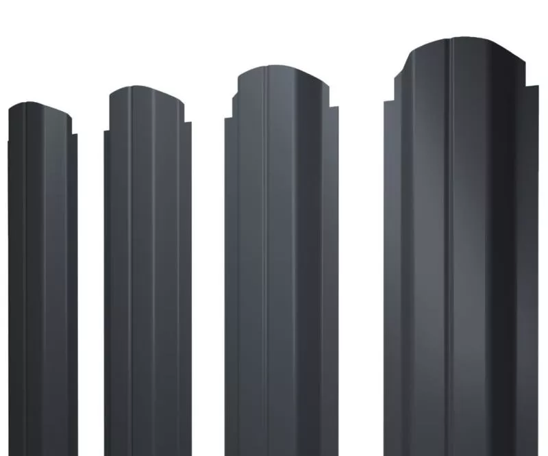 Штакетник Grand Line П-образный B фигурный 0,4 PE Matt Double RAL 7024 Мокрый асфальт купить в краснодаре