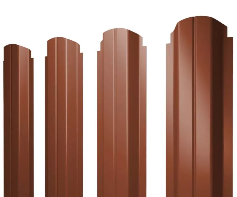 Штакетник Grand Line П-образный А фигурный 0,45 PE RAL 8004 Терракота купить в краснодаре