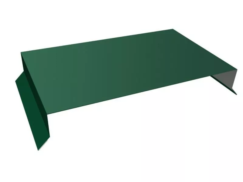 Парапетная крышка прямая 390мм 0,5 GreenCoat Pural BT с пленкой RR 11 темно-зеленый (RAL 6020 хромовая зелень) (2,5м) купить в краснодаре