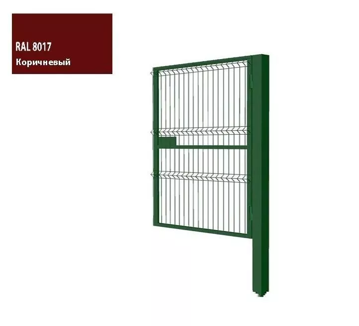Калитка с сеткой 3D Гиттер проф труба 40*20 Ш-1000 В-1900 со столбом 60х60х3000 ППК RAL 8017 купить в краснодаре