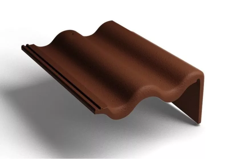 Боковая правая черепица Kriastak. Цементно-песчаная. Classic Коричневый купить в краснодаре