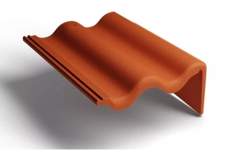 Боковая правая черепица Kriastak. Цементно-песчаная. Classic Кирпично-красный купить в краснодаре