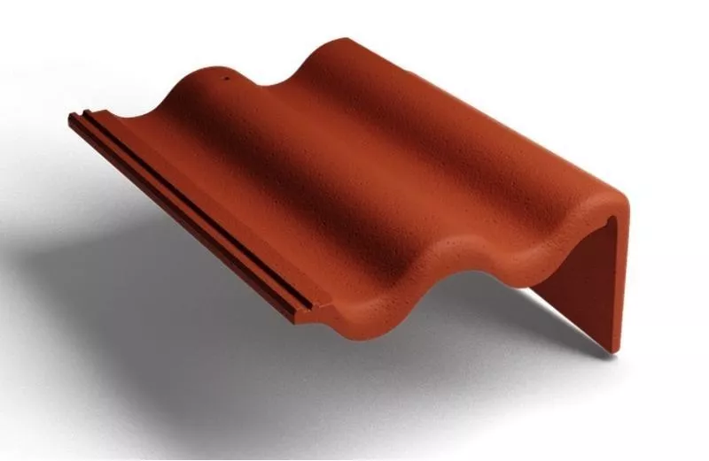 Боковая правая черепица Kriastak. Цементно-песчаная. Classic Красный купить в краснодаре