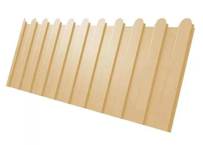 Профнастил C8 A для забора фигурный Grand Line РЕ 0,45 мм с пленкой RAL 1014 слоновая кость купить в краснодаре