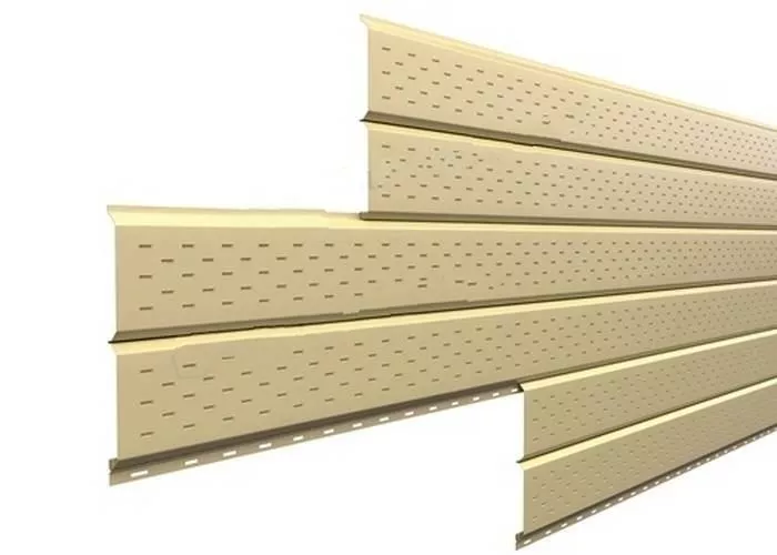 Софит металл перфорированный Металл Профиль Lбрус PE 0,45 мм RAL 1014 слоновая кость купить в краснодаре