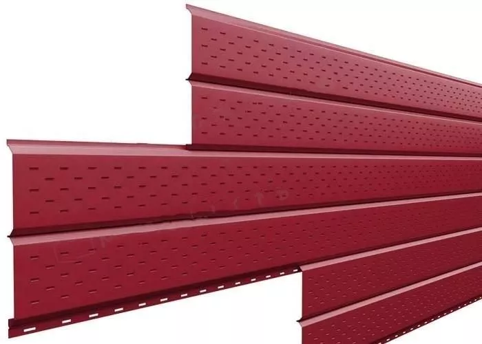 Софит металл перфорированный Металл Профиль Lбрус PE 0,45 мм RAL 3003 рубиново-красный купить в краснодаре