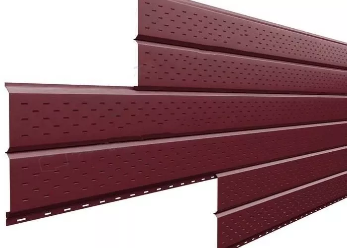 Софит металл перфорированный Металл Профиль Lбрус NormanMP 0,5 мм RAL 3005 красное вино купить в краснодаре