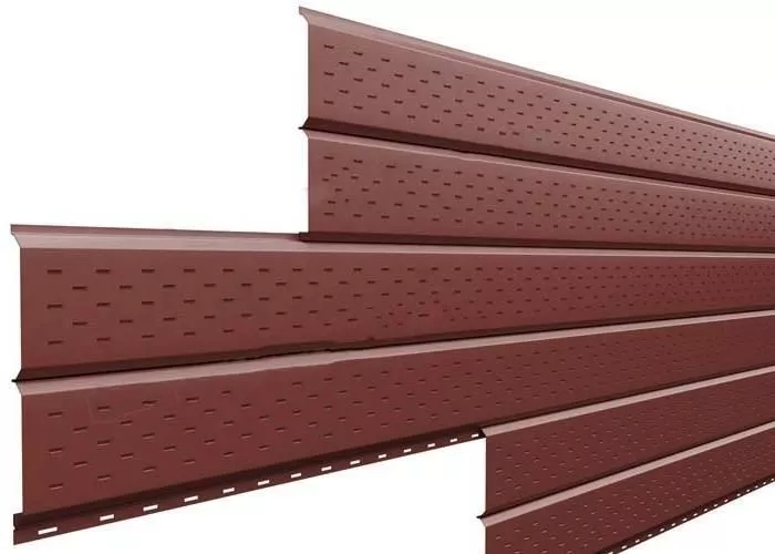 Софит металл перфорированный Металл Профиль Lбрус PE 0,45 мм RAL 3009 оксидно-красный купить в краснодаре