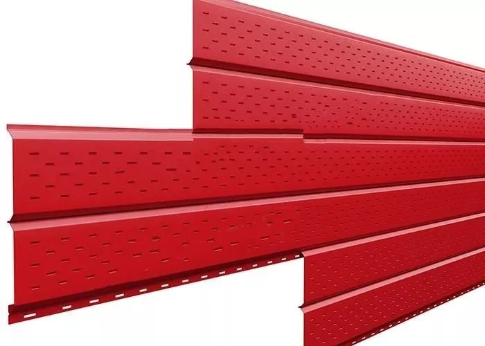 Софит металл перфорированный Металл Профиль Lбрус PE 0,45 мм RAL 3020 красный насыщенный купить в краснодаре