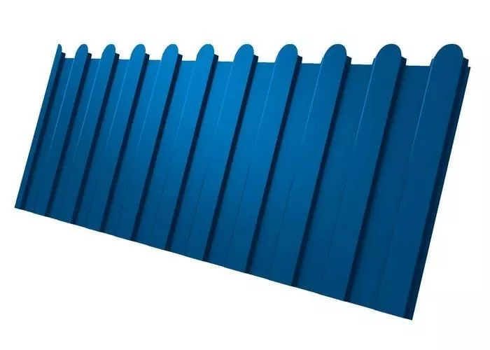 Профнастил C8 A для забора фигурный Grand Line РЕ 0,45 мм с пленкой RAL 5005 сигнальный синий купить в краснодаре