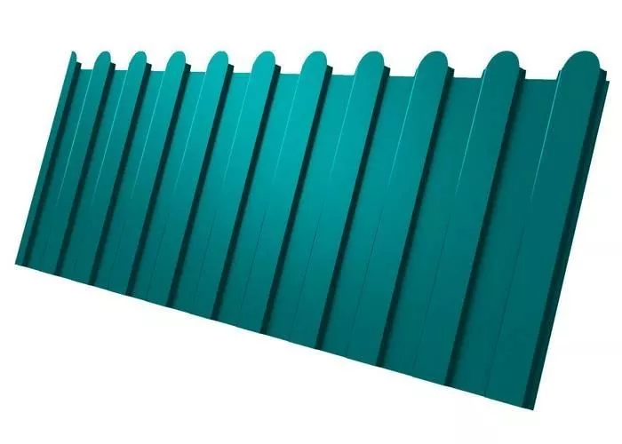 Профнастил C8 A для забора фигурный Grand Line РЕ 0,45 мм с пленкой RAL 5021 водная синь купить в краснодаре