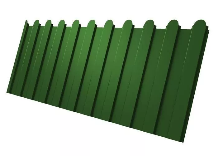 Профнастил C8 A для забора фигурный Grand Line РЕ 0,45 мм с пленкой RAL 6002 лиственно-зелёный купить в краснодаре