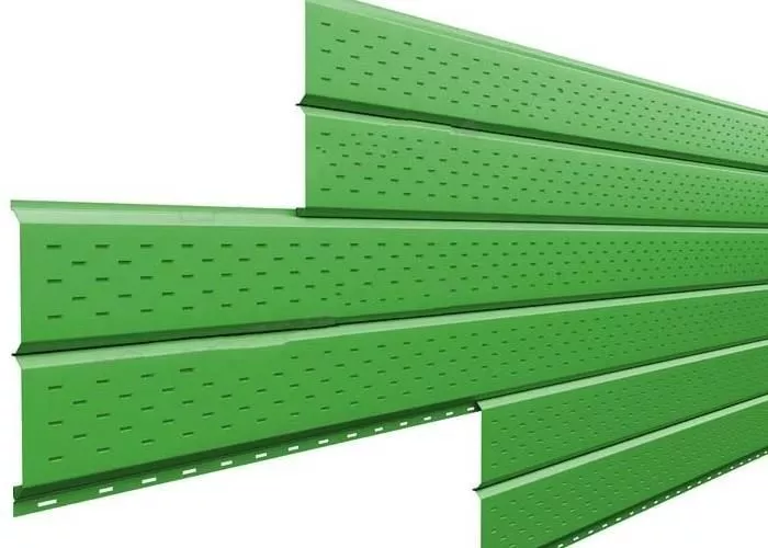 Софит металл перфорированный Металл Профиль Lбрус NormanMP 0,5 мм RAL 6018 жёлто-зелёный купить в краснодаре