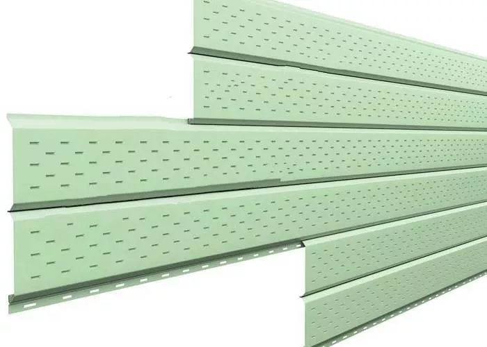 Софит металл перфорированный Металл Профиль Lбрус PE 0,45 мм RAL 6019 бело-зеленый купить в краснодаре