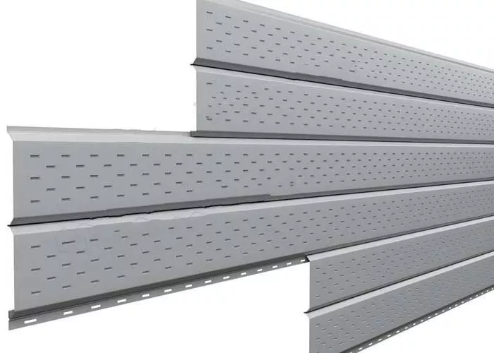 Софит металл перфорированный Металл Профиль Lбрус NormanMP 0,5 мм RAL 7004 сигнальный серый купить в краснодаре