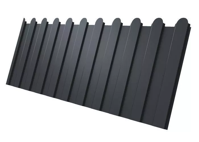 Профнастил C8 A для забора фигурный Grand Line Rooftop Matte Стальной бархат 0,5 мм RAL 7024 Мокрый асфальт купить в краснодаре