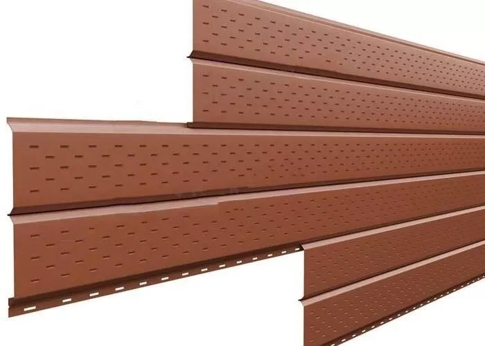 Софит металл перфорированный Металл Профиль Lбрус NormanMP 0,5 мм RAL 8004 терракота купить в краснодаре