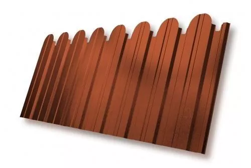 Профнастил C10 B для забора фигурный Grand Line Drap 0,45 мм RAL 8004 терракота купить в краснодаре