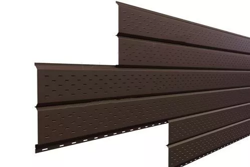 Софит металл перфорированный Металл Профиль Lбрус PE 0,45 мм RAL 8017 Шоколад купить в краснодаре