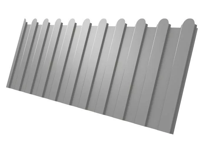 Профнастил C8 A для забора фигурный Grand Line Satin 0,5 мм RAL 9006 бело-алюминиевый купить в краснодаре