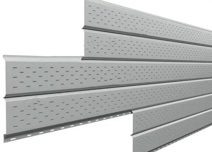 Софит металл перфорированный Металл Профиль Lбрус PE 0,45 мм RAL 9006 бело-алюминиевый купить в краснодаре