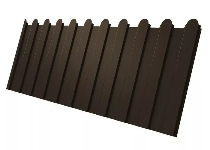 Профнастил C8 A для забора фигурный Grand Line Atlas 0,5 мм RR 32 темно-коричневый купить в краснодаре