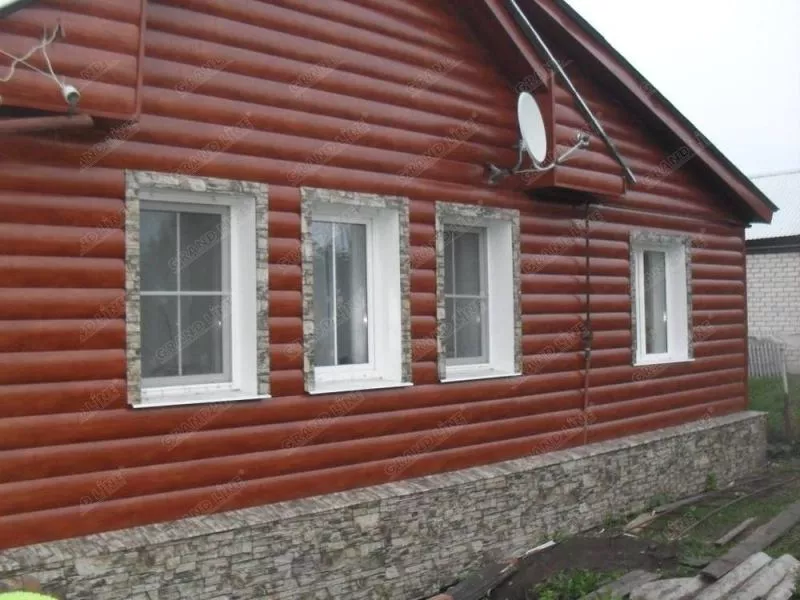 Сайдинг Блок-хаус 0,390 Grand Line 0,45 Print Premium Antique Wood TwinColor купить в краснодаре