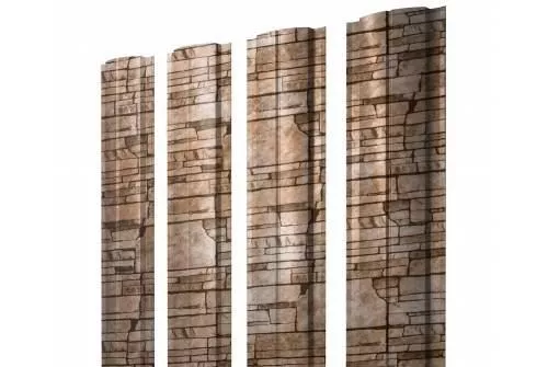 Штакетник Grand Line Slim Полукруглый 0,45 Print Elite Sand Stone Камень песчаник купить в краснодаре