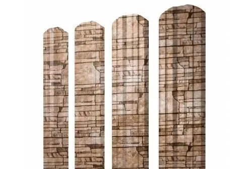 Штакетник Grand Line Twin фигурный 0,45 Print Elite Sand Stone Камень песчаник купить в краснодаре