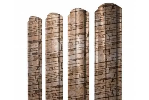 Штакетник Grand Line Slim Полукруглый фигурный 0,45 Print Elite Sand Stone Камень песчаник купить в краснодаре