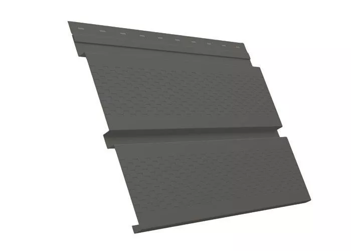 Софит металл с перфорацией Grand Line Квадро брус GreenCoat Pural Matt BT 0,5 мм RR 32 Темно-коричневый купить в краснодаре