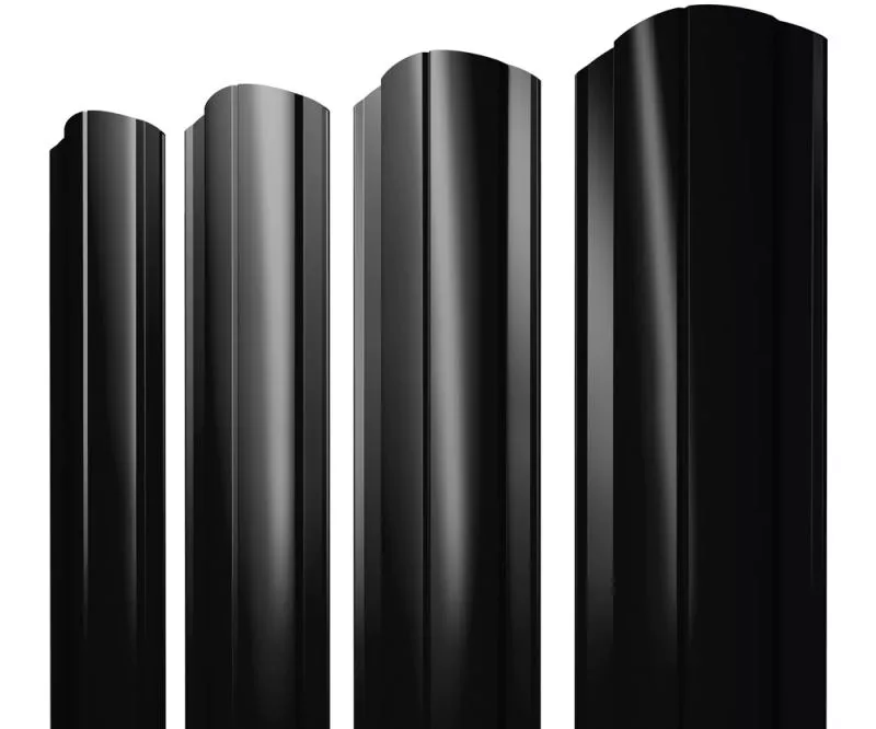 Штакетник Круглый фигурный 0,45 PE-Double RAL 9005 черный купить в краснодаре