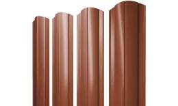 Штакетник Круглый фигурный 0,5 Satin Matt RAL 8004 терракота. Цена: 160 руб. Артикул: 38303