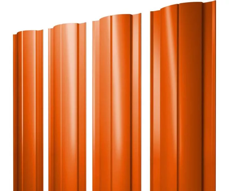 Штакетник Круглый с прямым резом 0,45 PE RAL 2004 оранжевый купить в краснодаре