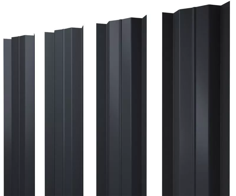 Штакетник М-образный В с прямым резом 0,5 Satin Matt TX RAL 7024 мокрый асфальт купить в краснодаре