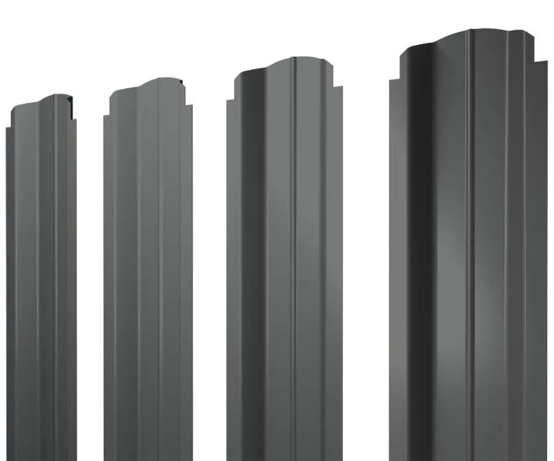 Штакетник П-образный B фигурный 0,45 PE RAL 7005 мышино-серый купить в краснодаре