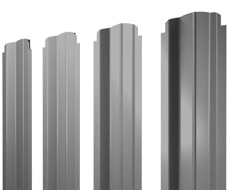 Штакетник П-образный B фигурный 0,45 PE RAL 9006 бело-алюминиевый купить в краснодаре