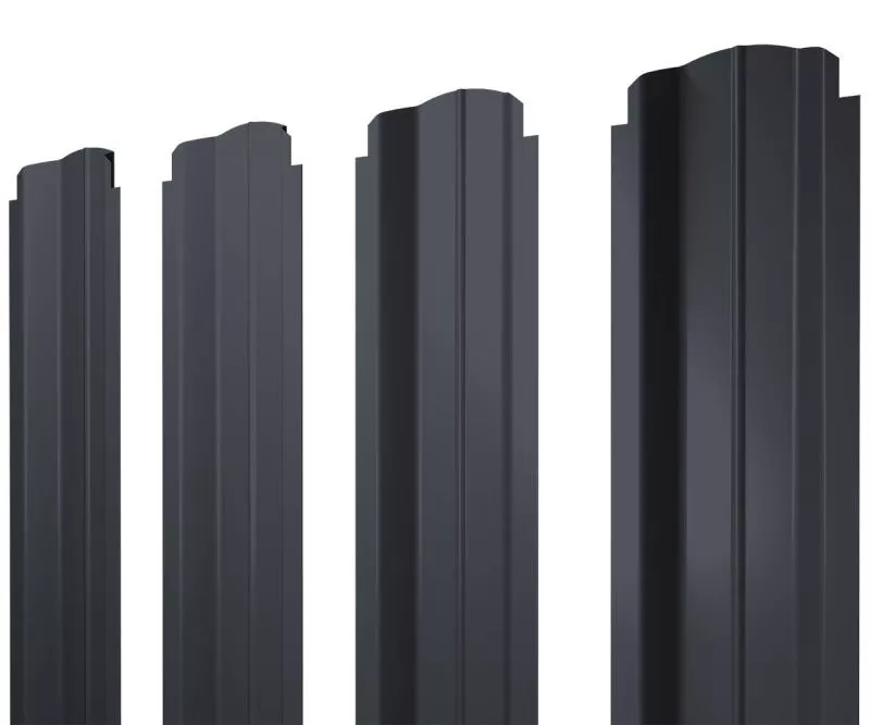 Штакетник П-образный B фигурный 0,5 PurPro RAL 7024 мокрый асфальт купить в краснодаре