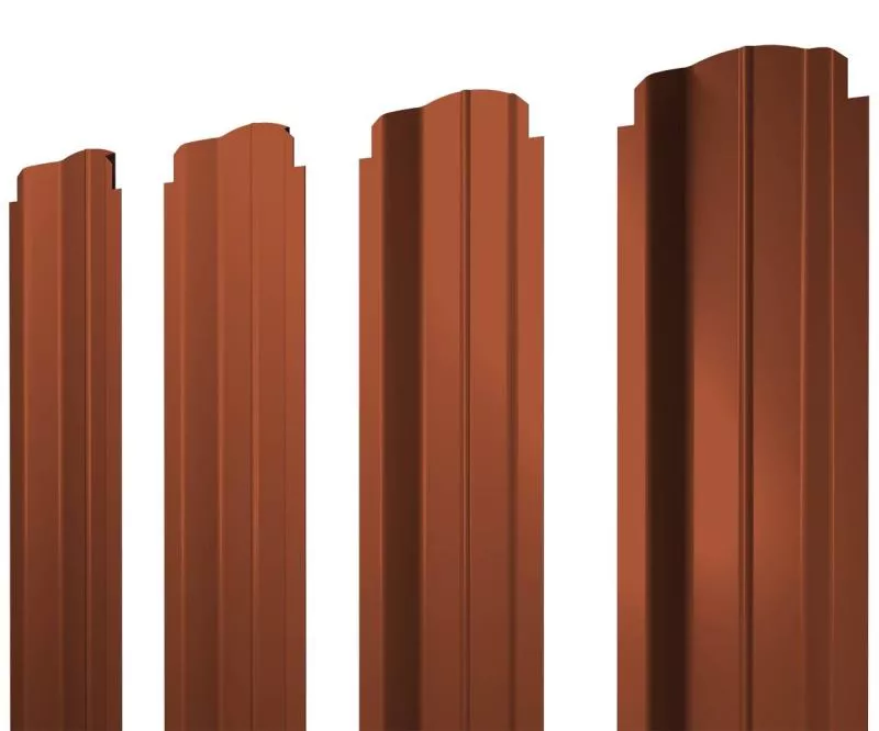 Штакетник П-образный B фигурный 0,5 Satin Matt TX RAL 8004 терракота купить в краснодаре