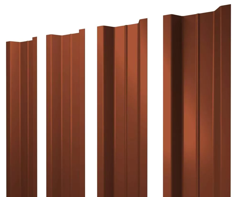 Штакетник П-образный В с прямым резом 0,5 Satin RAL 8004 терракота купить в краснодаре