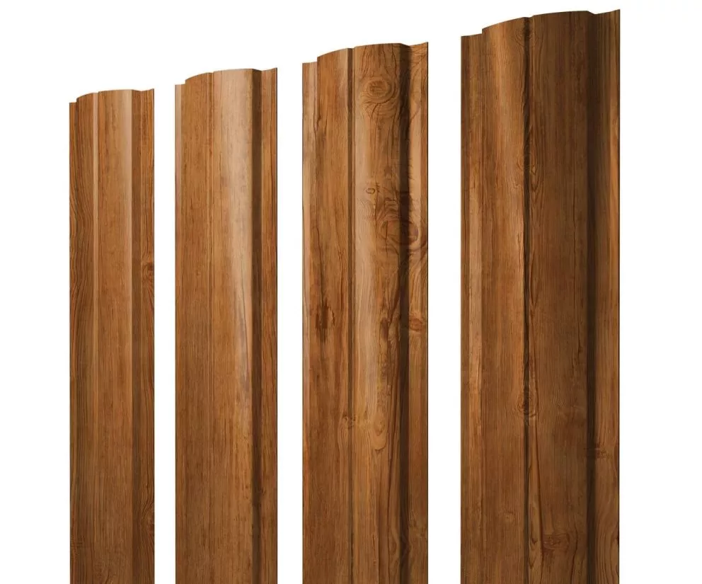 Штакетник Полукруглый Slim с прямым резом 0,45 Print Elite Golden Wood TwinColor купить в краснодаре