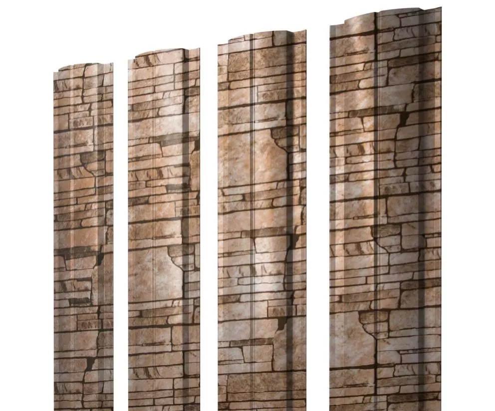 Штакетник Полукруглый Slim с прямым резом 0,45 Print Elite Sand Stone TwinColor купить в краснодаре
