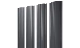 Штакетник Полукруглый Slim с прямым резом 0,5 GreenCoat Pural BT, matt RR 23 темно-серый (RAL 7024 мокрый асфальт). Артикул: 46387