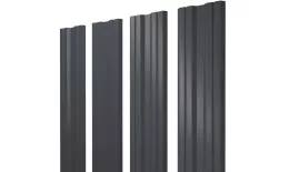 Штакетник Twin с прямым резом 0,5 GreenCoat Pural BT, matt RR 23 темно-серый (RAL 7024 мокрый асфальт). Артикул: 46280