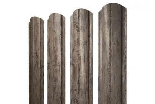 Штакетник Grand Line Slim Полукруглый фигурный 0,45 Print Premium РФ Silver Wood Серебряное дерево купить в краснодаре