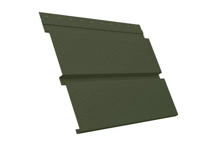 Софит металл с перфорацией GL Квадро брус GreenСoat Pural 0,5 мм RR 11 темно-оливковый купить в краснодаре