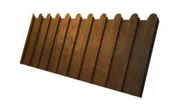 Профнастил C8 A для забора фигурный Grand Line Print Elite 0,45 мм с пленкой Golden Wood Золотой Дуб. Артикул: GL_fence_069