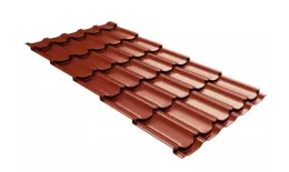 Металлочерепица Grand Line Квинта плюс (Kvinta Plus) 0,5 Satin Matt RAL 8004 терракота. Цена: 1034 руб. Артикул: GrandLineSM-8004
