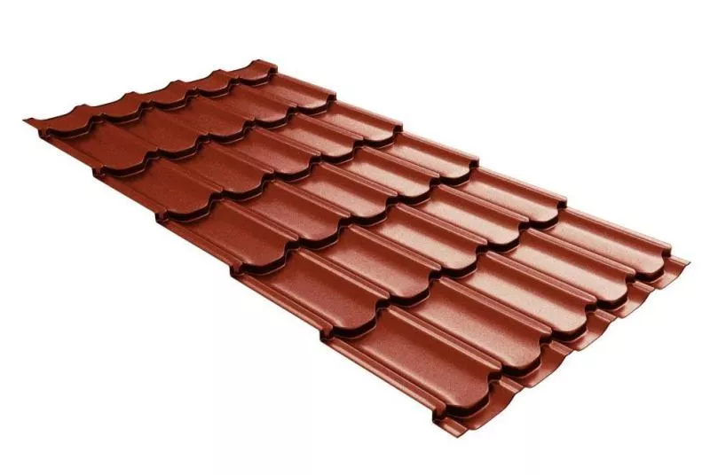 Металлочерепица Grand Line Квинта плюс (Kvinta Plus) 0,5 Satin RAL 8004 терракота купить в краснодаре
