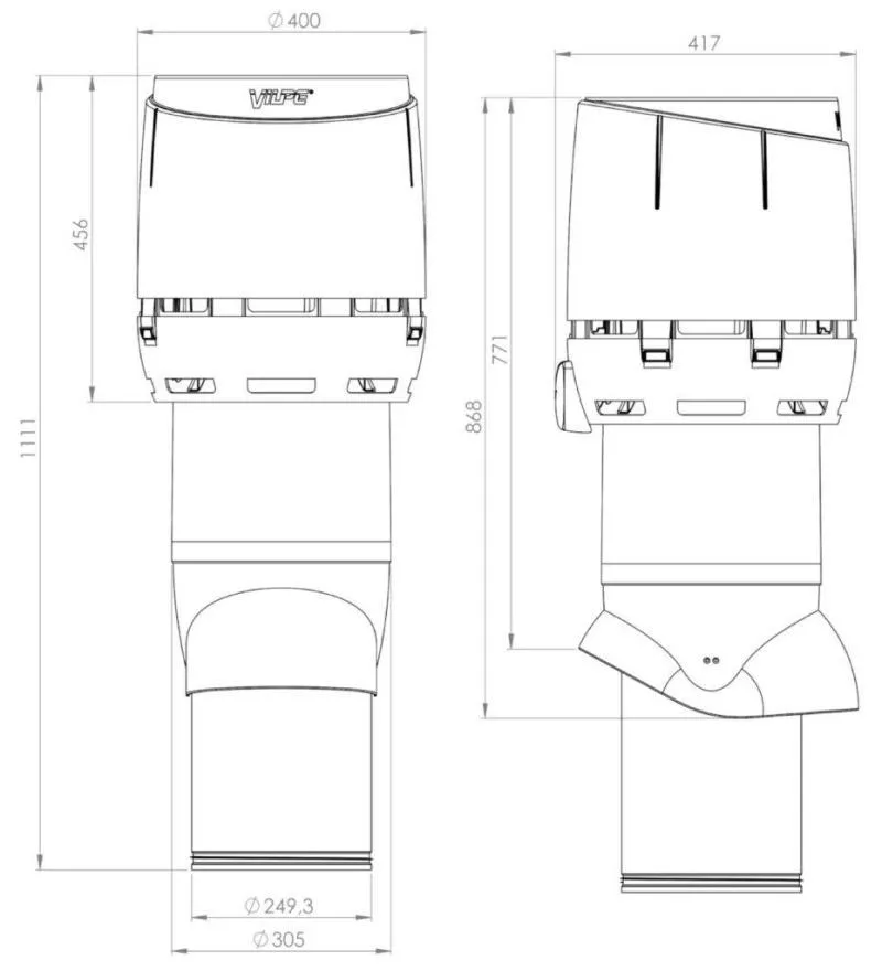 Вентиляционный выход FLOW XL-250/ИЗ/700 светло-серый купить в краснодаре